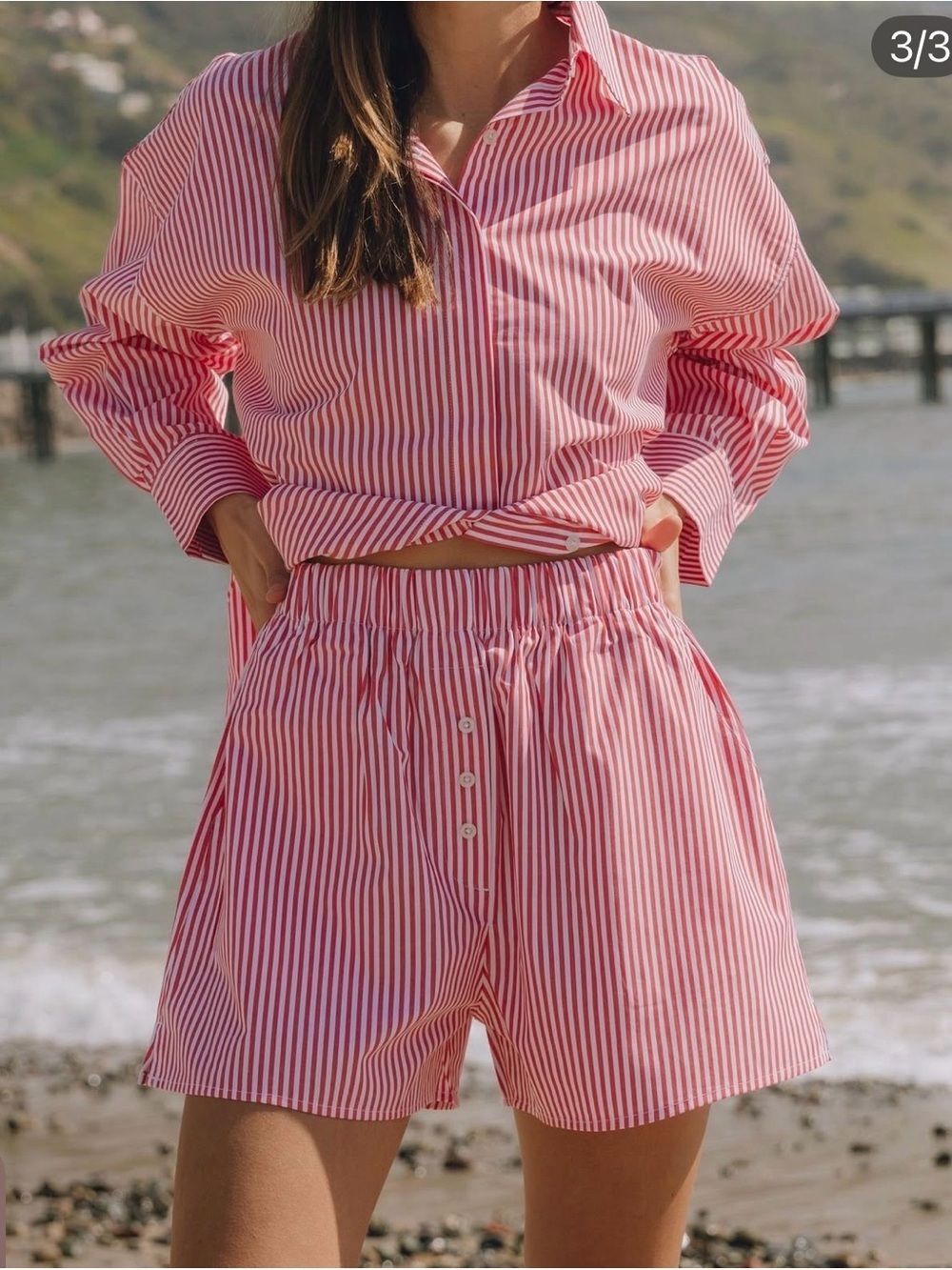 Daily Drills Pink and White Striped Shorts Xs/S